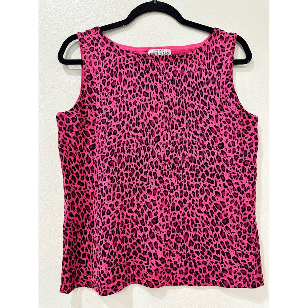 White Stag Womens Pink Leopard Print Sleeveless Knit Shell Top M 8/10